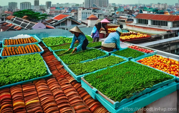 푸드테크와 도시 농업의 관계 - Here are three detailed image generation prompts in English, designed to be appropriate for a 15-yea...