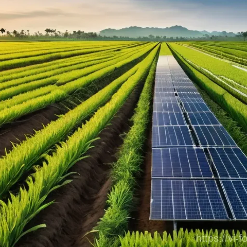 푸드테크의 글로벌 협업 사례 - **Prompt 1: "Sustainable Smart Farming in Vietnam"**
    A wide-angle, vibrant aerial shot of a spra...