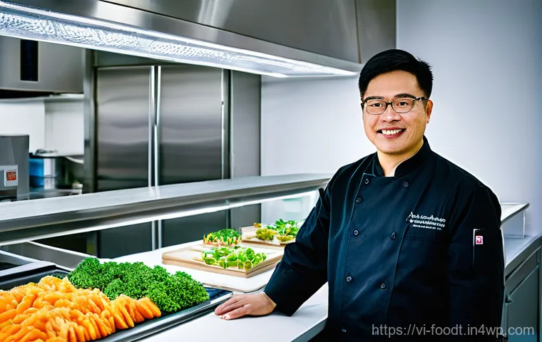 푸드테크의 글로벌 협업 사례 - **Prompt 1: "Sustainable Smart Farming in Vietnam"**
    A wide-angle, vibrant aerial shot of a spra...