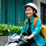Home 13 푸드테크와 온라인 식료품 쇼핑의 변화 - **Prompt 1: Urban Convenience - A Day with Online Food Delivery in Vietnam**
"A vibrant, bustlin...