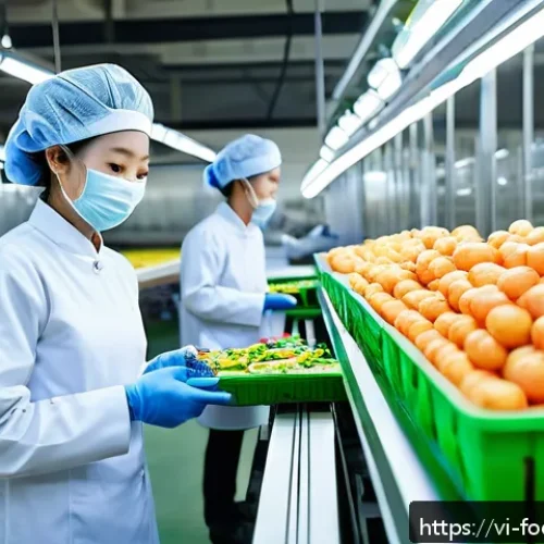 Home 17 푸드테크 산업의 투자 기회 분석 - A modern Vietnamese food production factory interior showcasing advanced automation and artificial i...