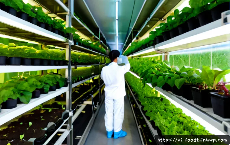 Home 17 푸드테크와 미세먼지 문제 해결 방안 - Photorealistic modern vertical farm in Ho Chi Minh City, Vietnamese engineers in clean work attire m...