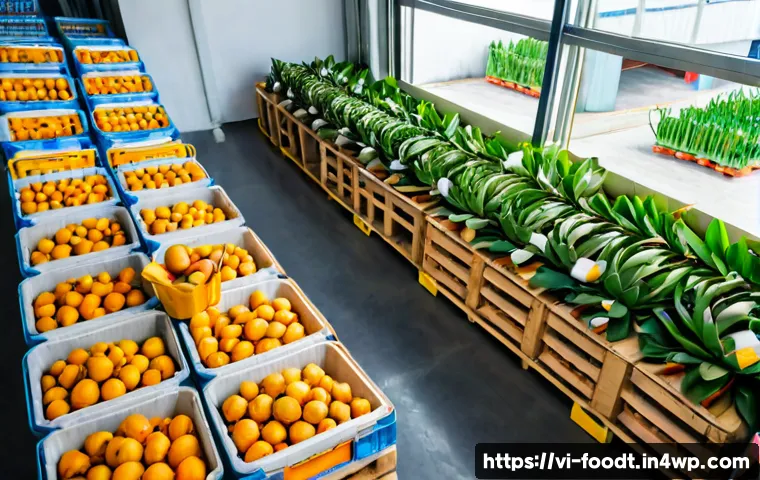 Home 17 푸드테크의 혁신적 유통 모델 - Photorealistic modern food-tech distribution hub in Ho Chi Minh City, Vietnam, a Vietnamese worker u...
